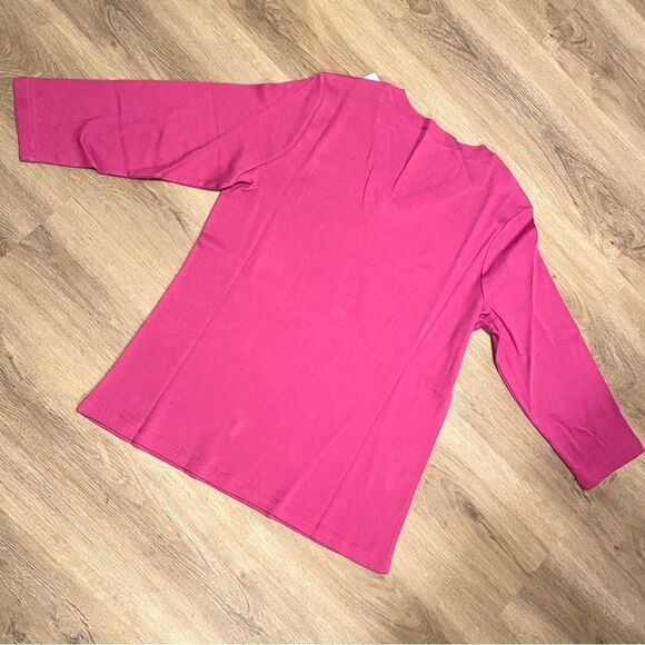 JADE V-NECK 3/4 LENGTH SLEEVE TEE WILD MULBERRY / CHICOS SZ 2 (=L or 12) - Picture 3 of 6
